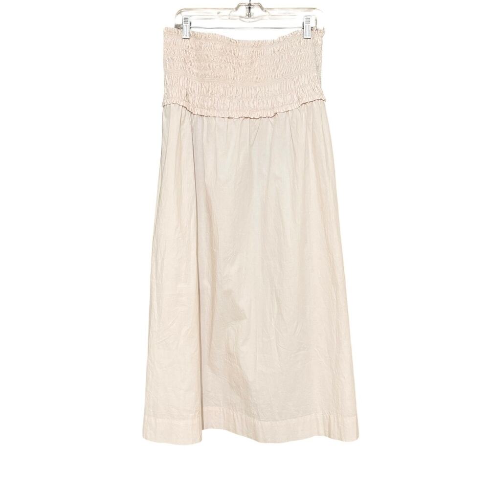 APiece Apart Angeli Maxi Skirt XL Organic Cotton Smocked Waist Cream - Picture 2 of 7